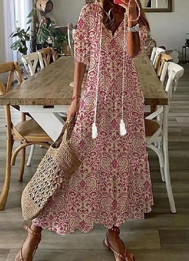 Amalia | Robe Maxi Vintage Boho d'Été