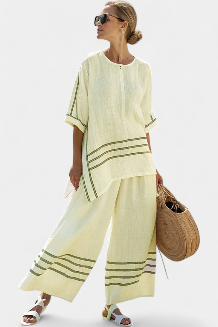 Wynric | Haut Asymétrique Rayé Sophistiqué & Pantalon Audacieux
