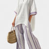 Luxmere | Blouse Relaxée Confortable & Pantalons en Bambou Rayés