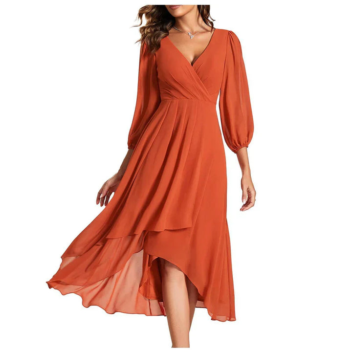 VITTORIA | Robe élégante avec ourlet asymétrique et manches fluides Look raffiné pour chaque occasion