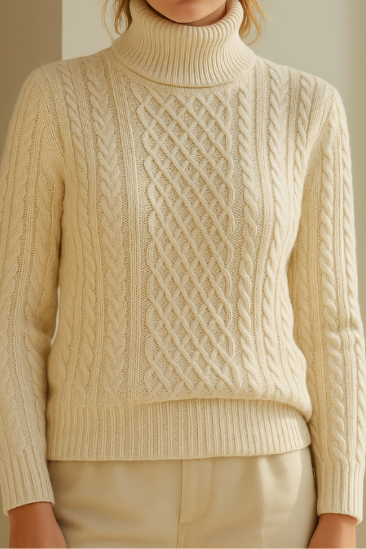 Elara · Pull torsadé en maille douce à col roulé