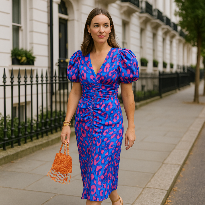 Oranit™ | Robe Colorée avec Manches Plissées