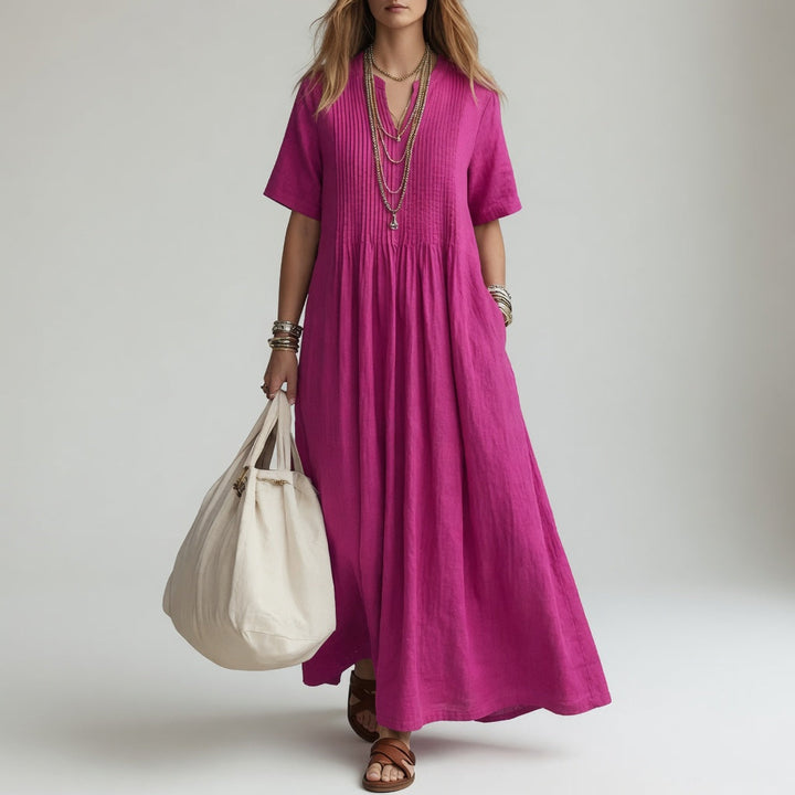 Pélagie™ — Robe longue coton col V liberté estivale