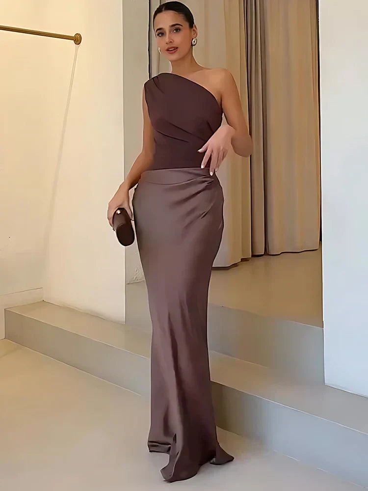 Luna™ | Robe Maxi en Satin avec Fente