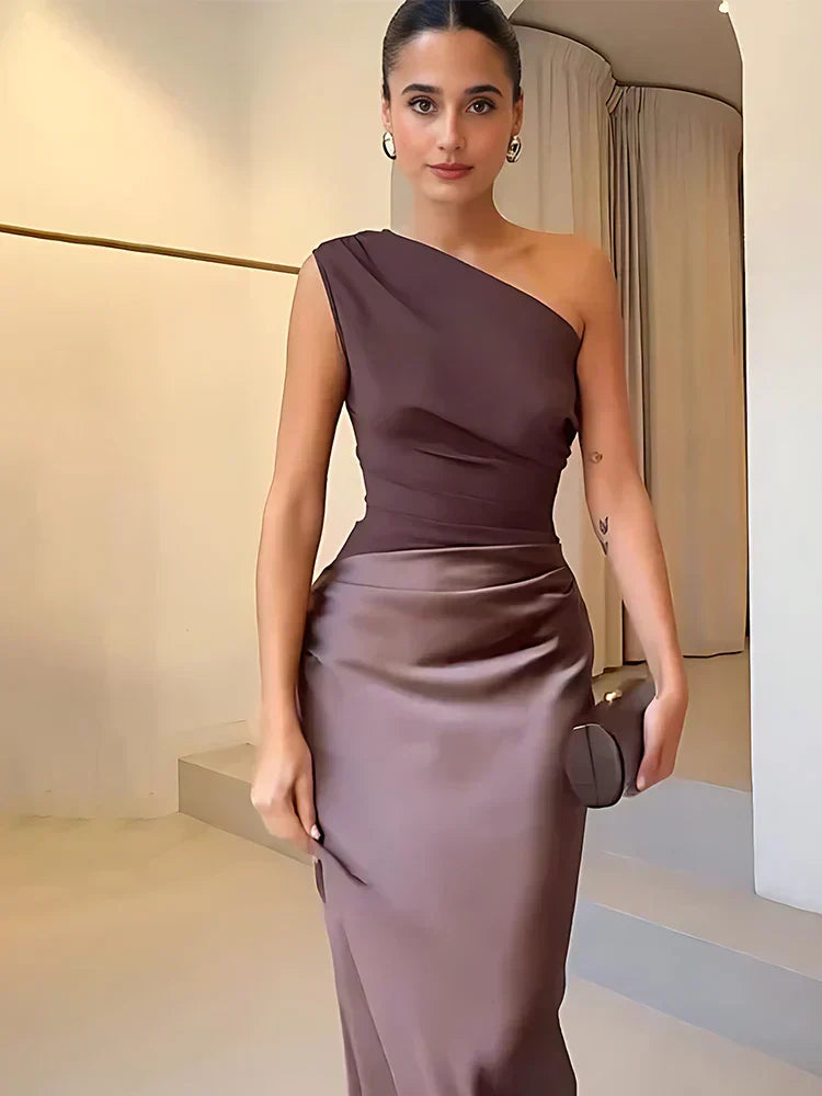 Luna™ | Robe Maxi en Satin avec Fente