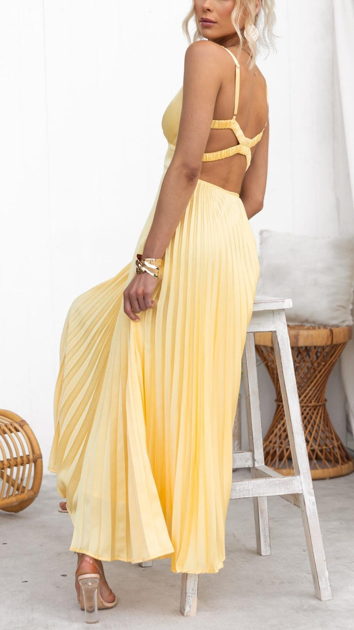 Malka™ | Robe Maxi Plissée avec Décolleté en V