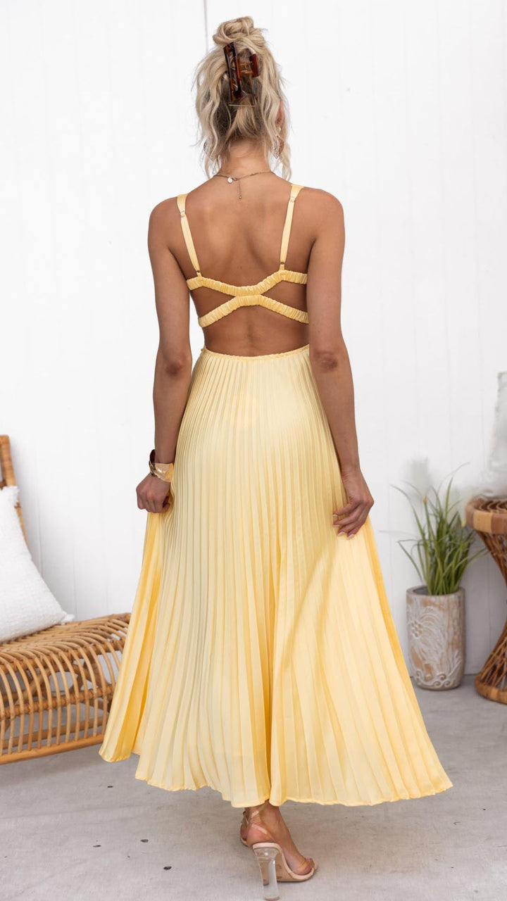 Malka™ | Robe Maxi Plissée avec Décolleté en V