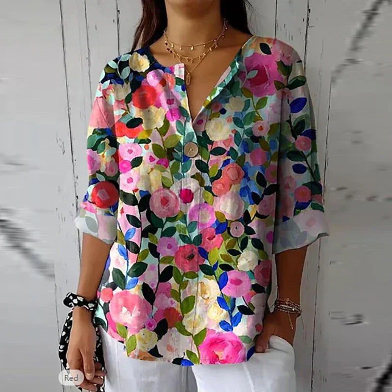 Elara · Blouse Fleurie en Tissu Léger