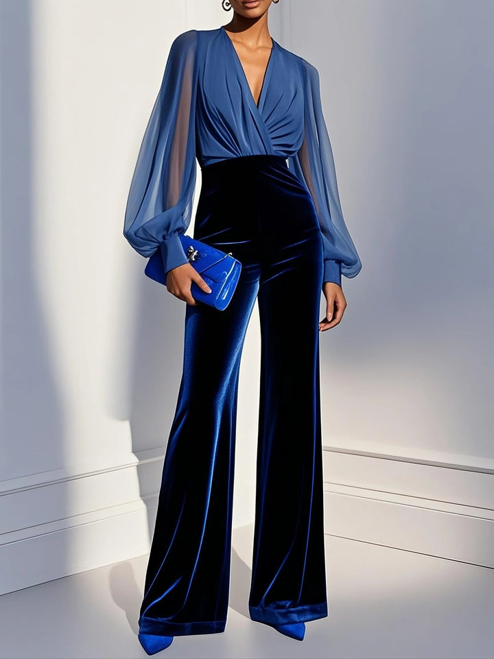 Elara · Combinaison Élégante en Velours Bleu Royal