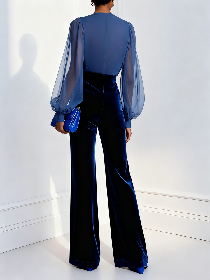 Elara · Combinaison Élégante en Velours Bleu Royal