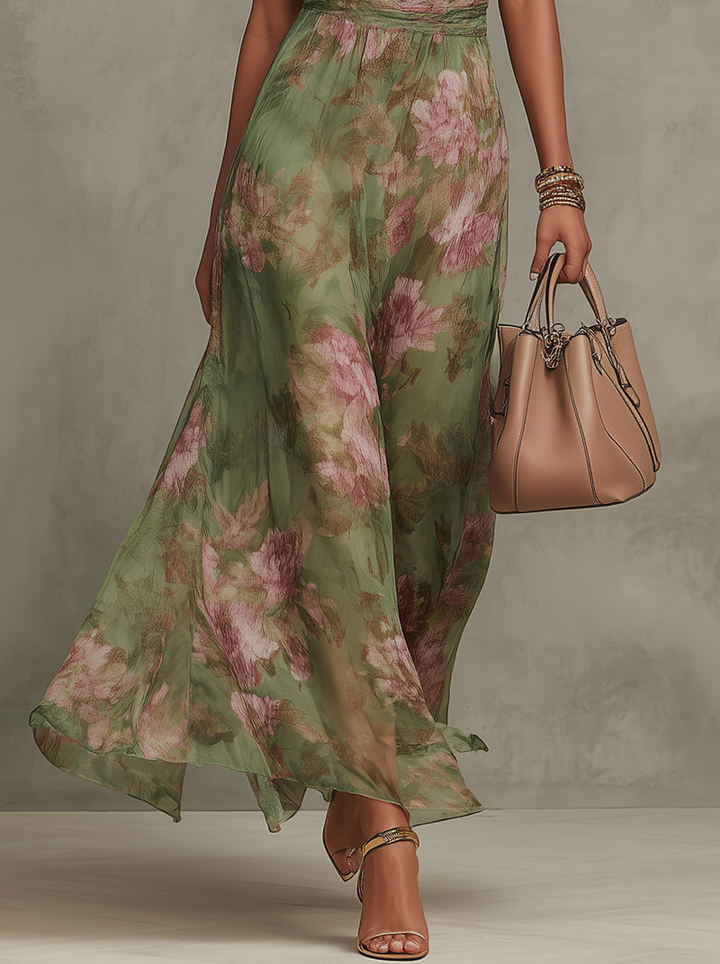 LIVIA | ROBE MAXI HALTER FLORALE ÉLÉGANTE