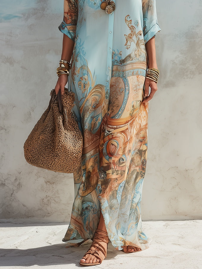 Serena | Robe Chemisier Méditerranéenne