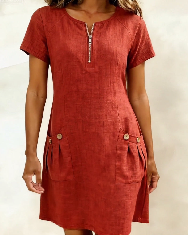 Robe en coton avec fermeture éclair