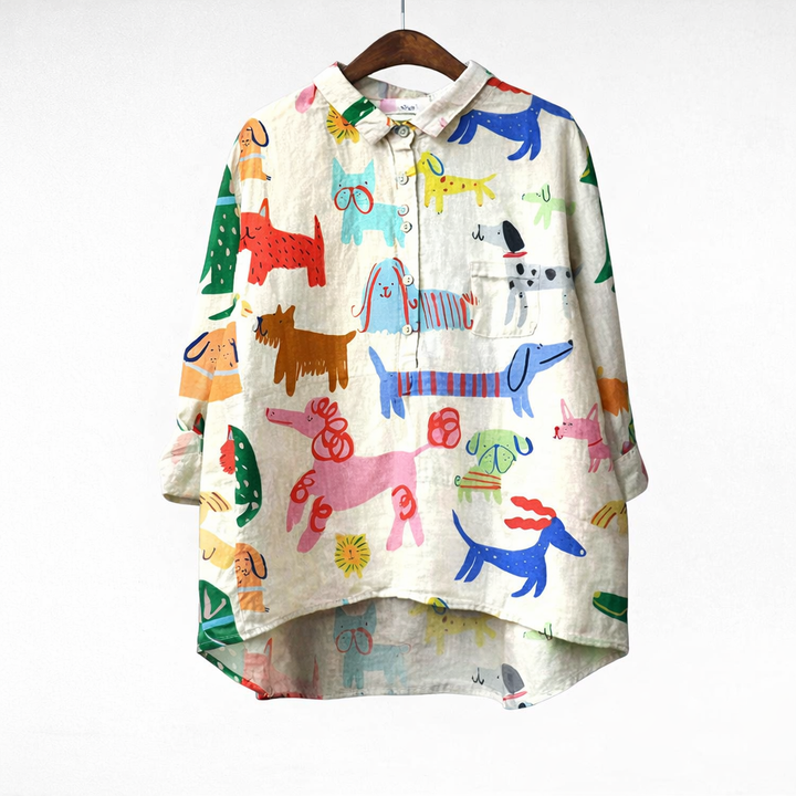 Elara · Blouse Élégante à Motif Canin avec Offre Spéciale