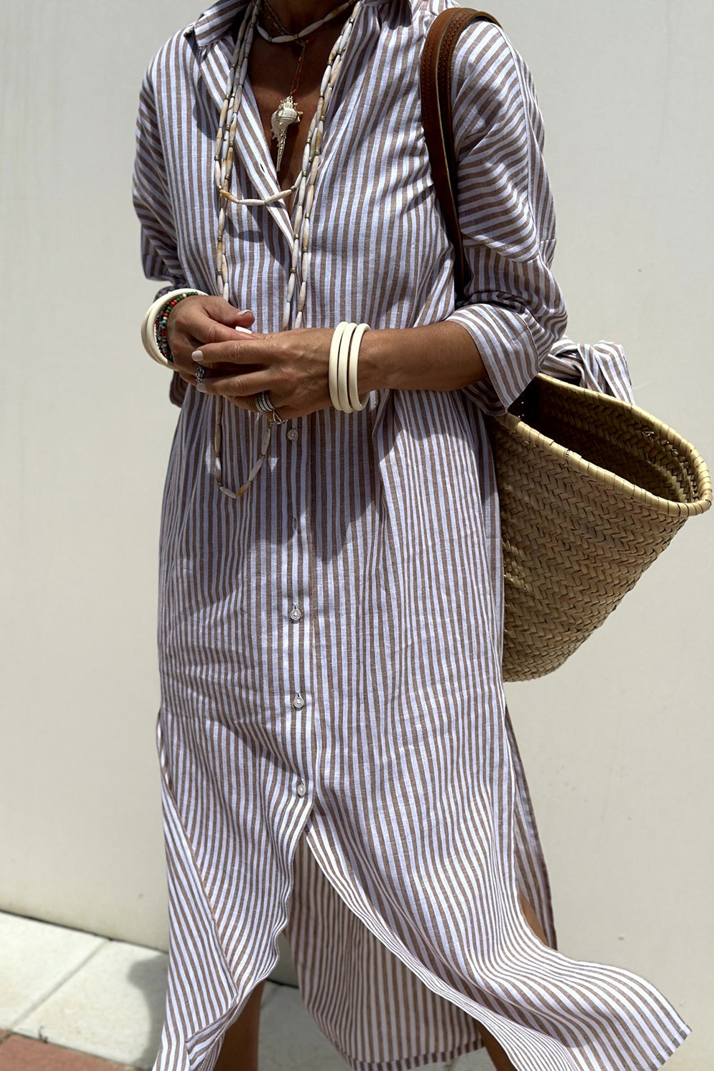 Sophia | Robe Chemise Rayée Intemporelle avec Confort Élégant