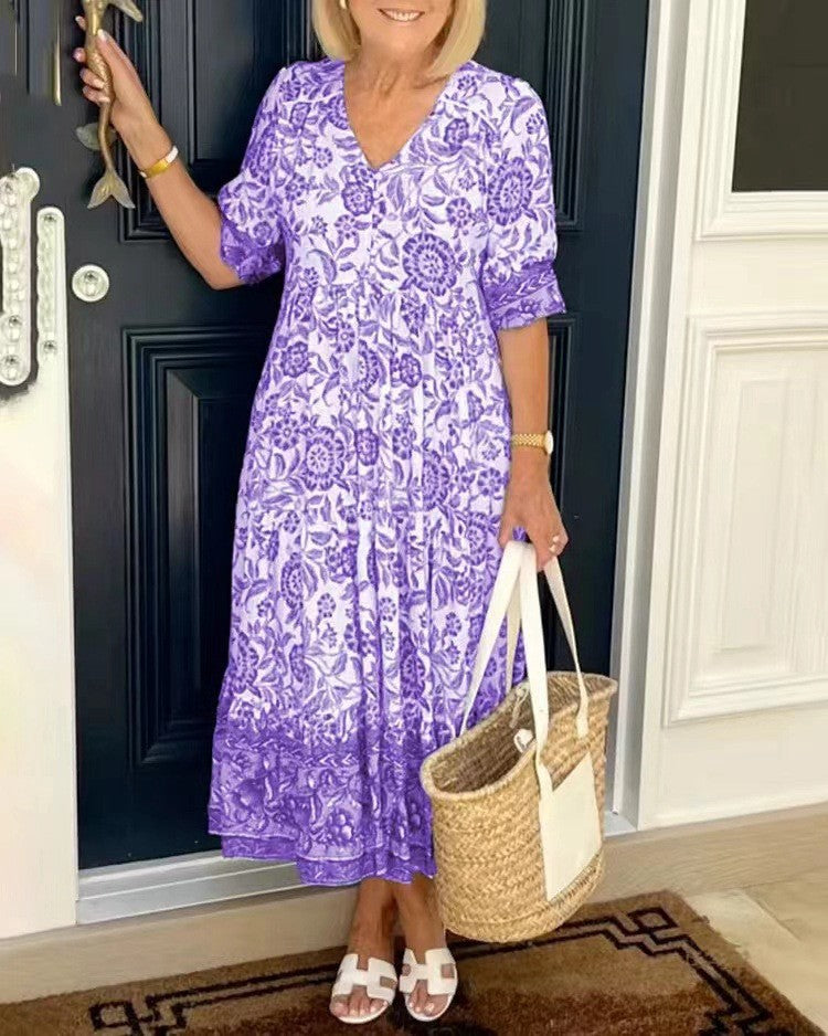 Keisha | Robe Florale Élégante à Col V