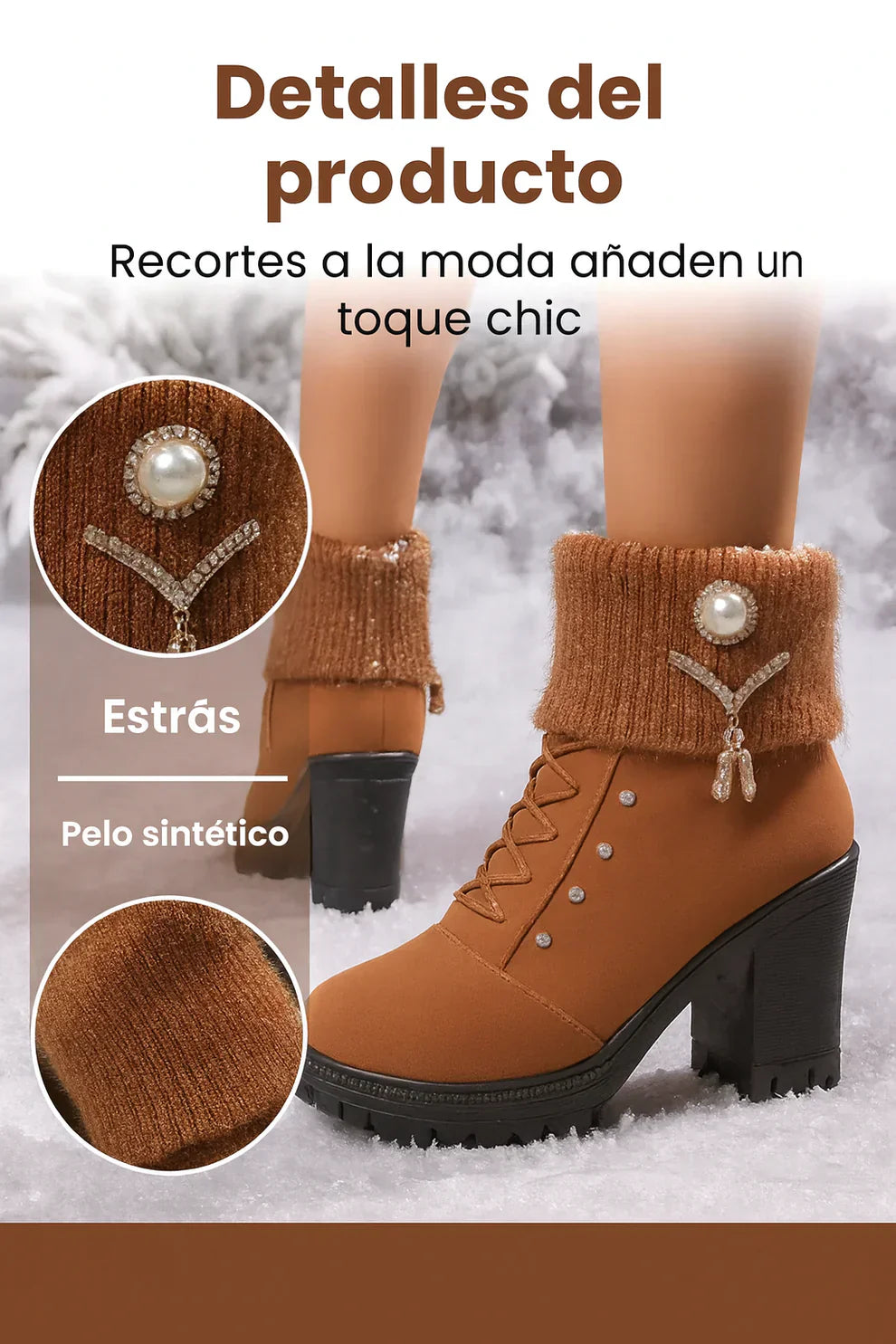 Elena - Bottes à talon épais et chaudes