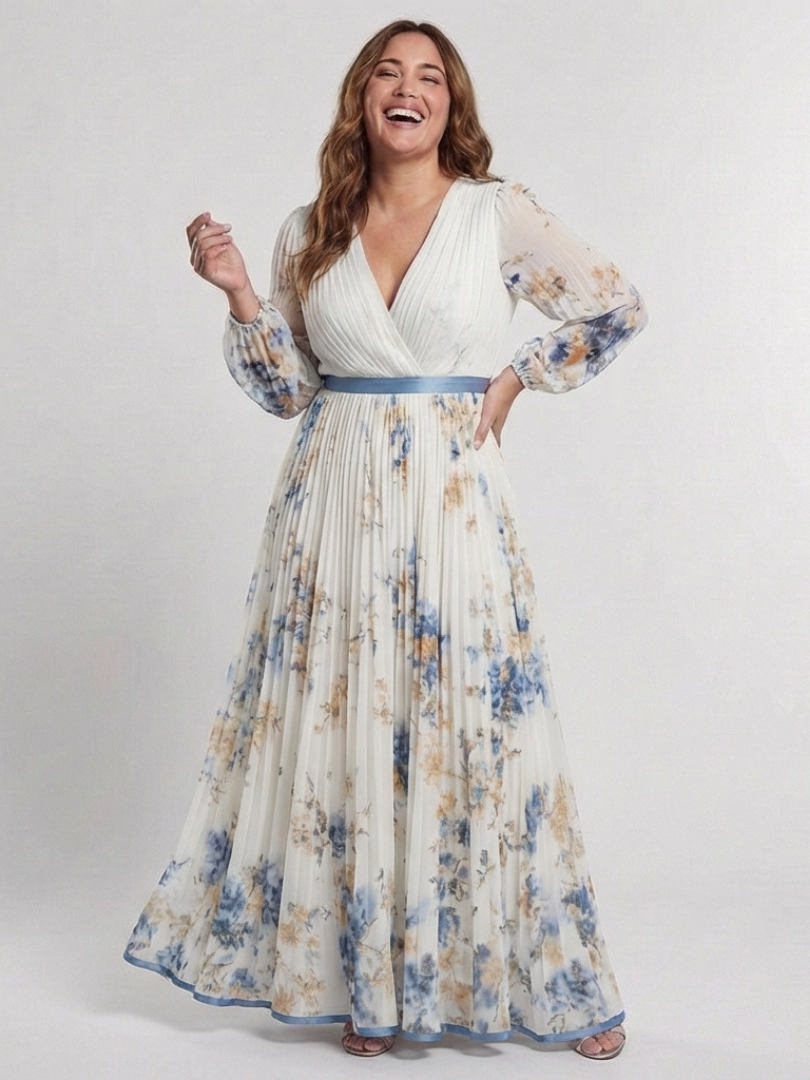 Lavinia | Robe Maxi à Manches Longues et Décolleté en V à Imprimé Floral