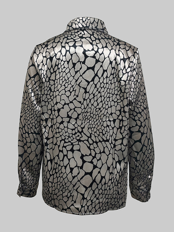 Elara · Chemisier Satiné à Motif Artistique