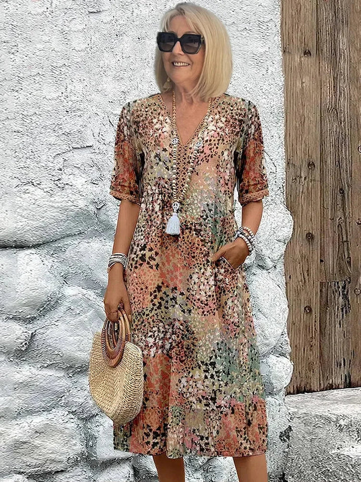 Dorina | Robe à décolleté en V avec imprimé