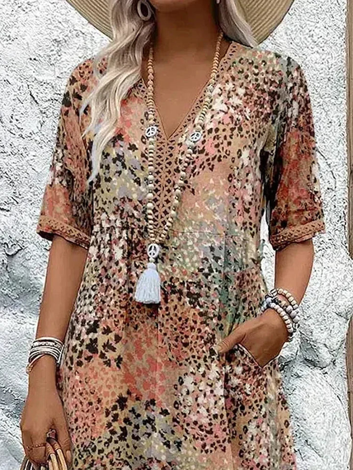 Dorina | Robe à décolleté en V avec imprimé