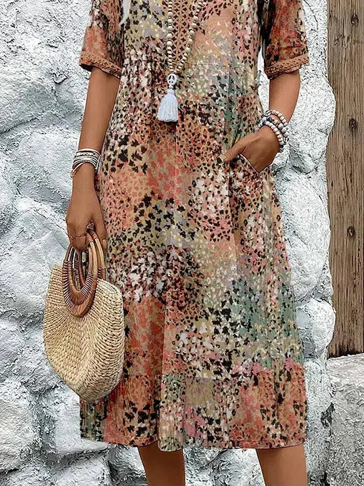Dorina | Robe à décolleté en V avec imprimé