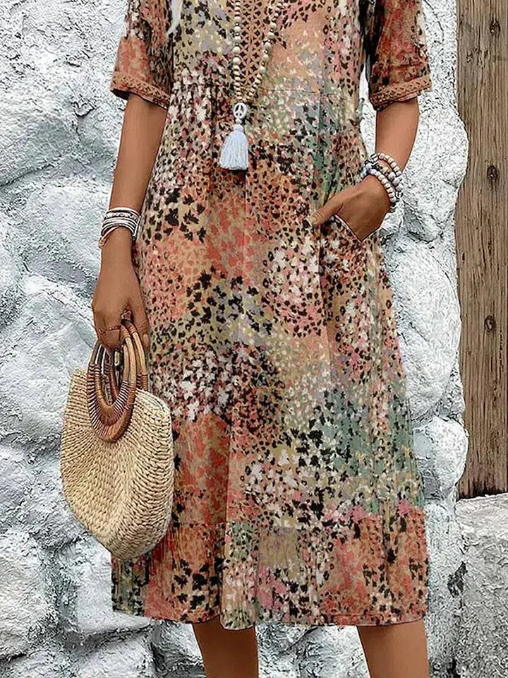 Dorina | Robe à décolleté en V avec imprimé
