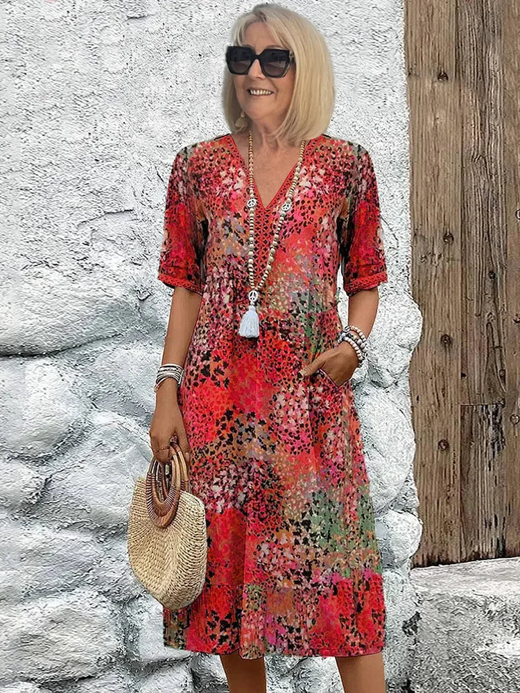 Dorina | Robe à décolleté en V avec imprimé