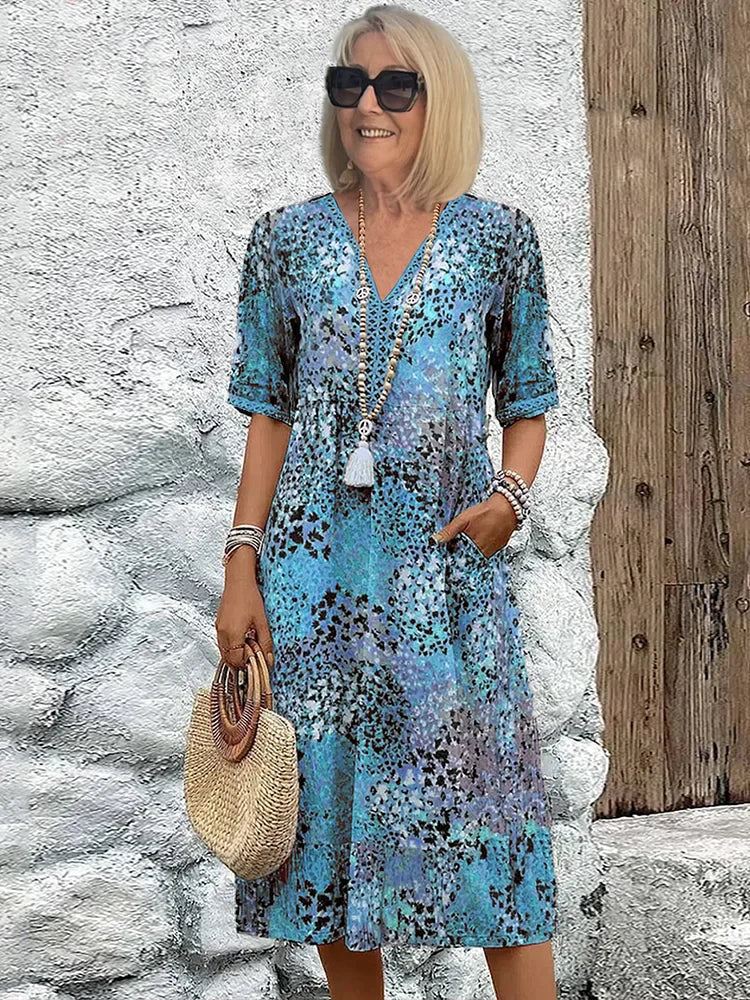 Dorina | Robe à décolleté en V avec imprimé