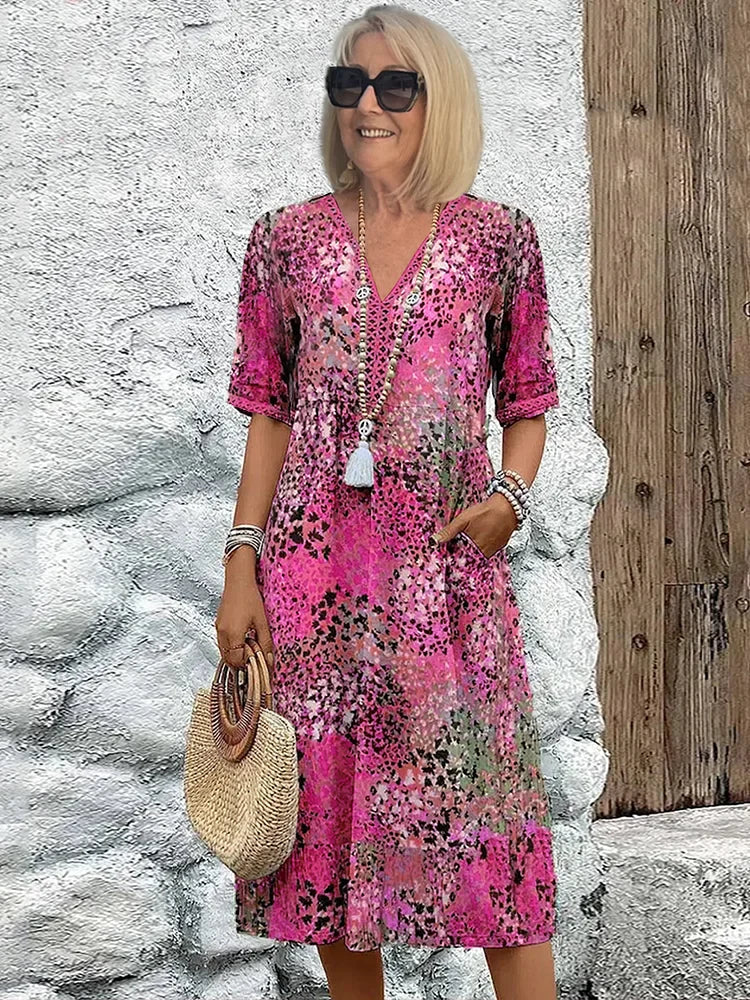 Dorina | Robe à décolleté en V avec imprimé