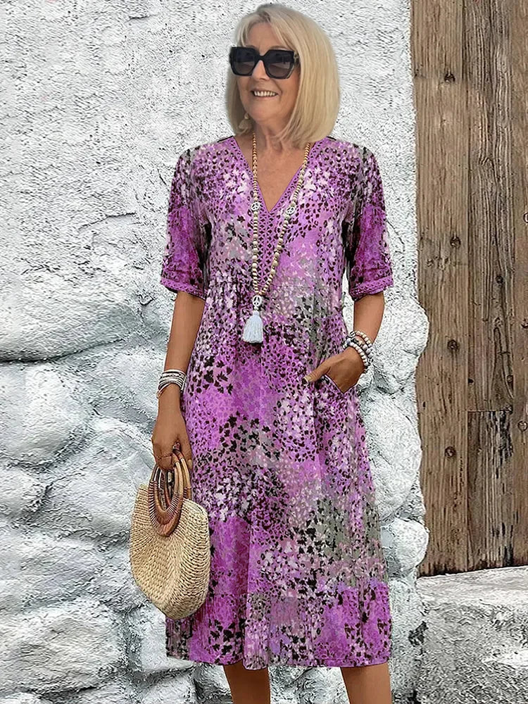 Dorina | Robe à décolleté en V avec imprimé