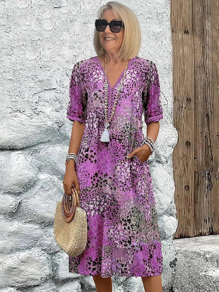 Dorina | Robe à décolleté en V avec imprimé