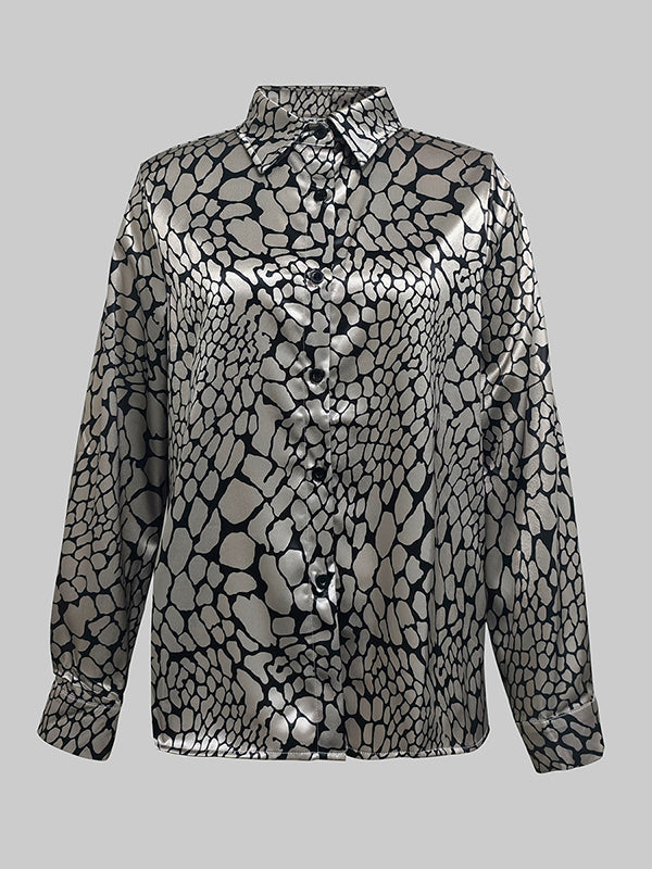 Elara · Chemisier Satiné à Motif Artistique