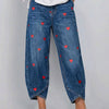 Serena | Pantalons en denim à imprimé cœur, à la cheville