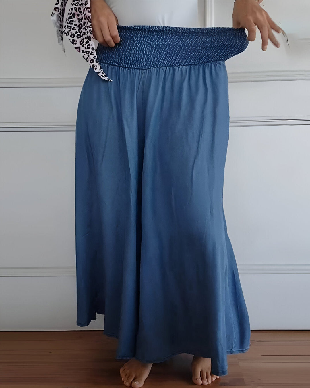 Elara · Pantalon large femme à taille smockée