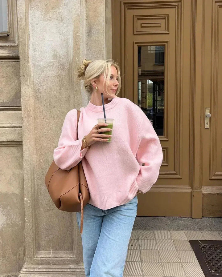 Elara · Pull Rose à Manches Longues Élégant