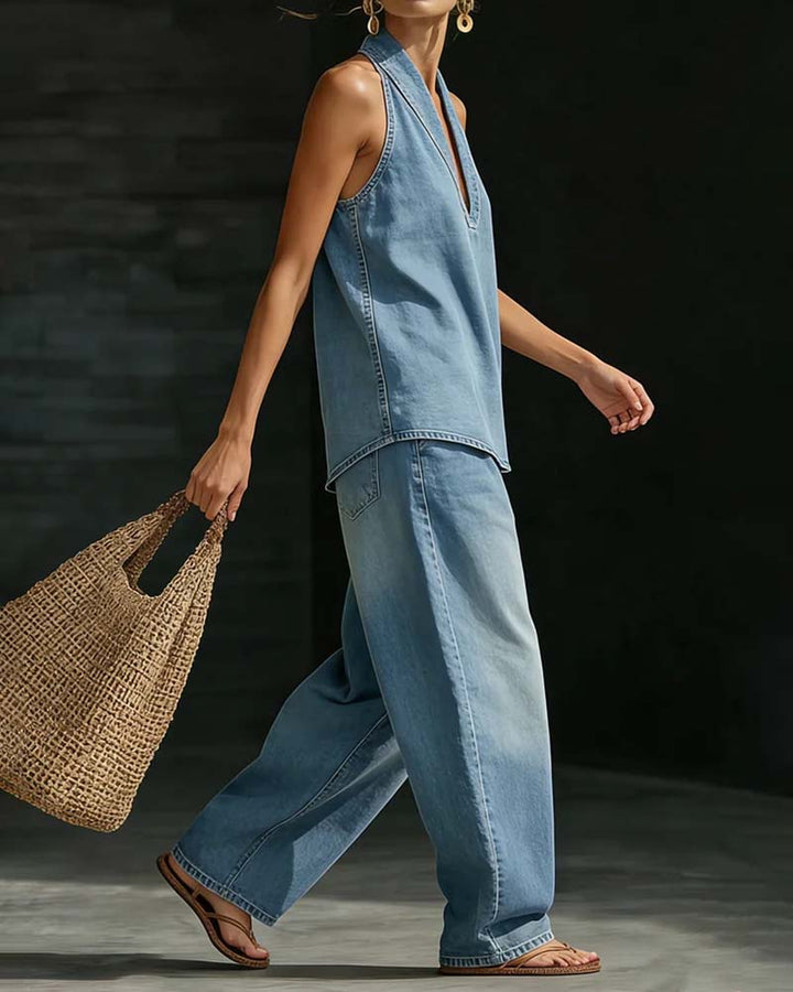 Martina | Ensemble Long Fluide Décolleté en V