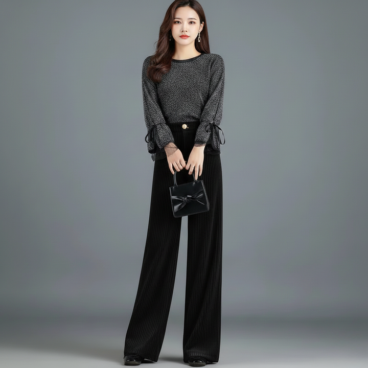 Elara · Pantalon en Velours Tricoté Taille Haute pour Femme