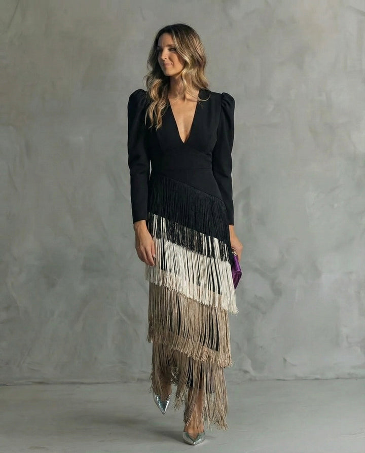 Chiara - Robe élégante avec des manches à franges