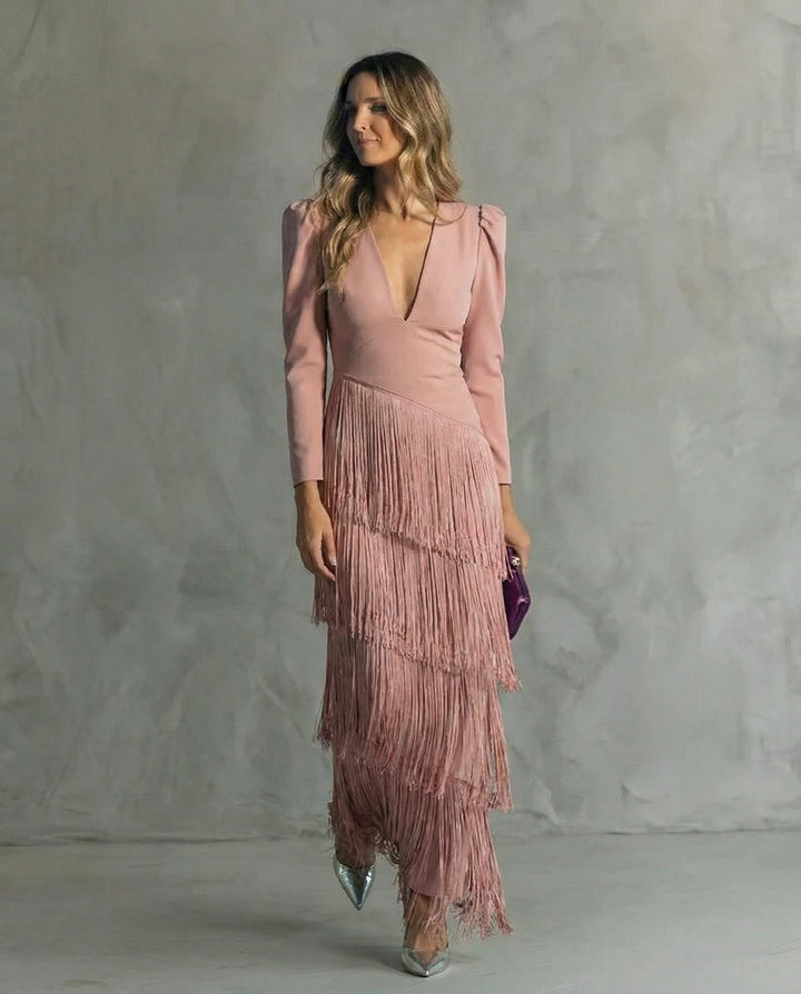 Chiara - Robe élégante avec des manches à franges