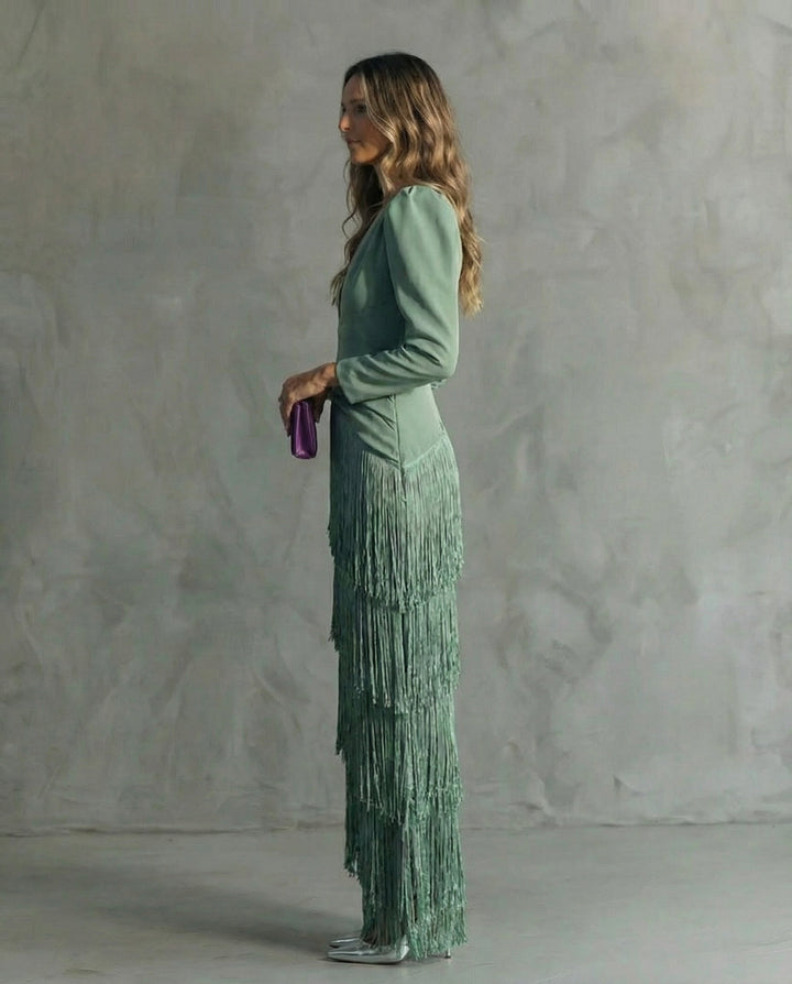 Chiara - Robe élégante avec des manches à franges