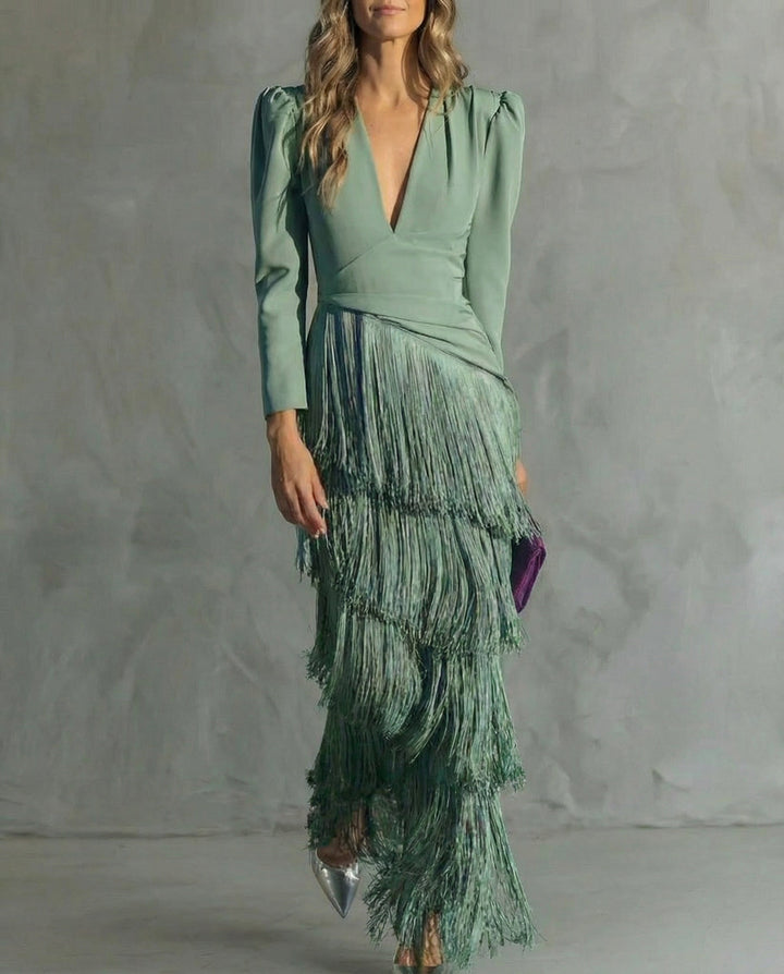 Chiara - Robe élégante avec des manches à franges