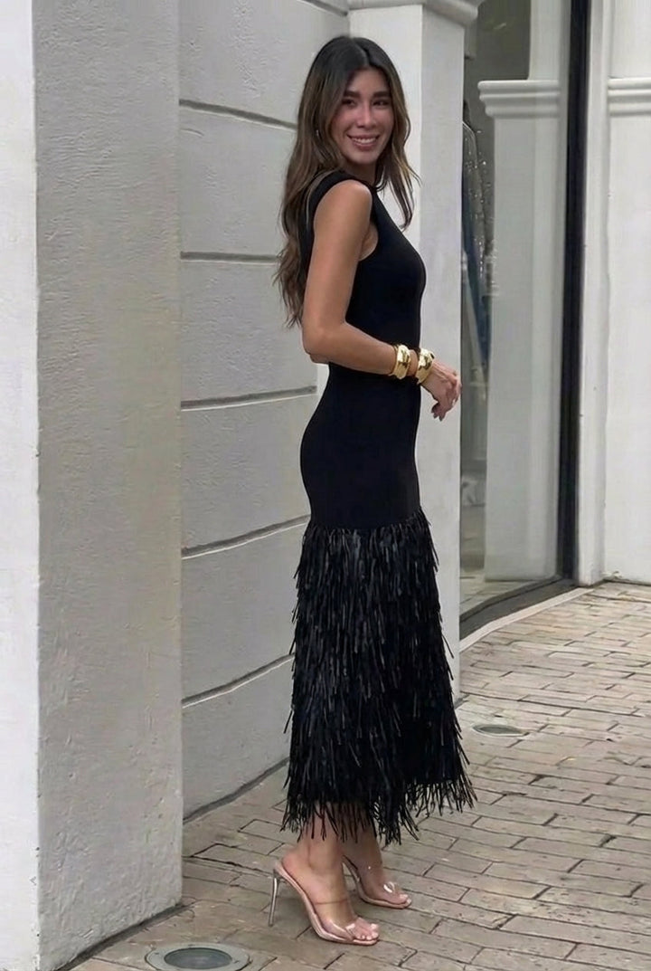 Anna | Robe longue avec franges
