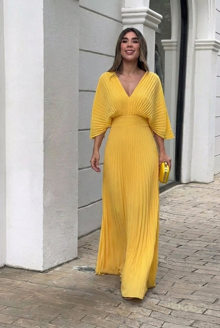 Natalia | Robe longue plissée élégante