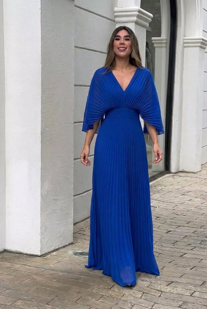 Natalia | Robe longue plissée élégante