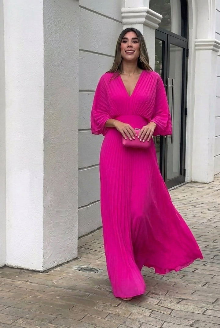 Natalia | Robe longue plissée élégante