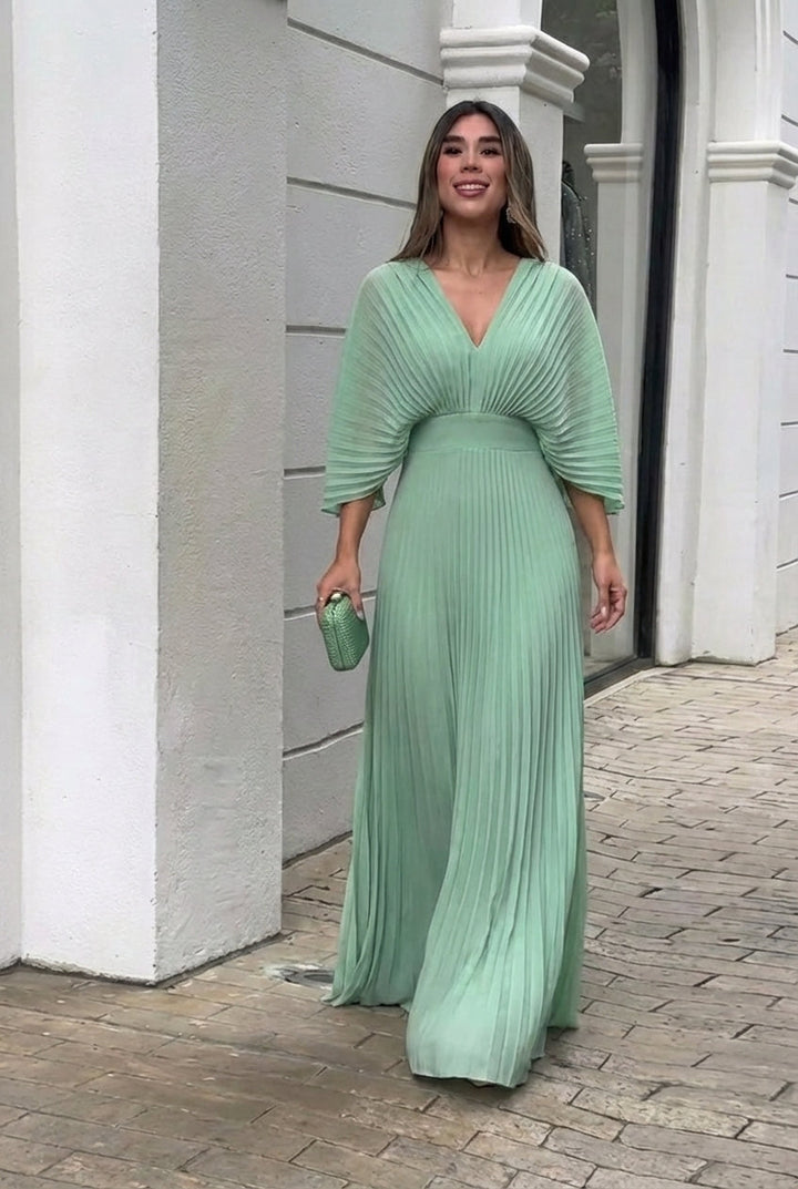 Natalia | Robe longue plissée élégante