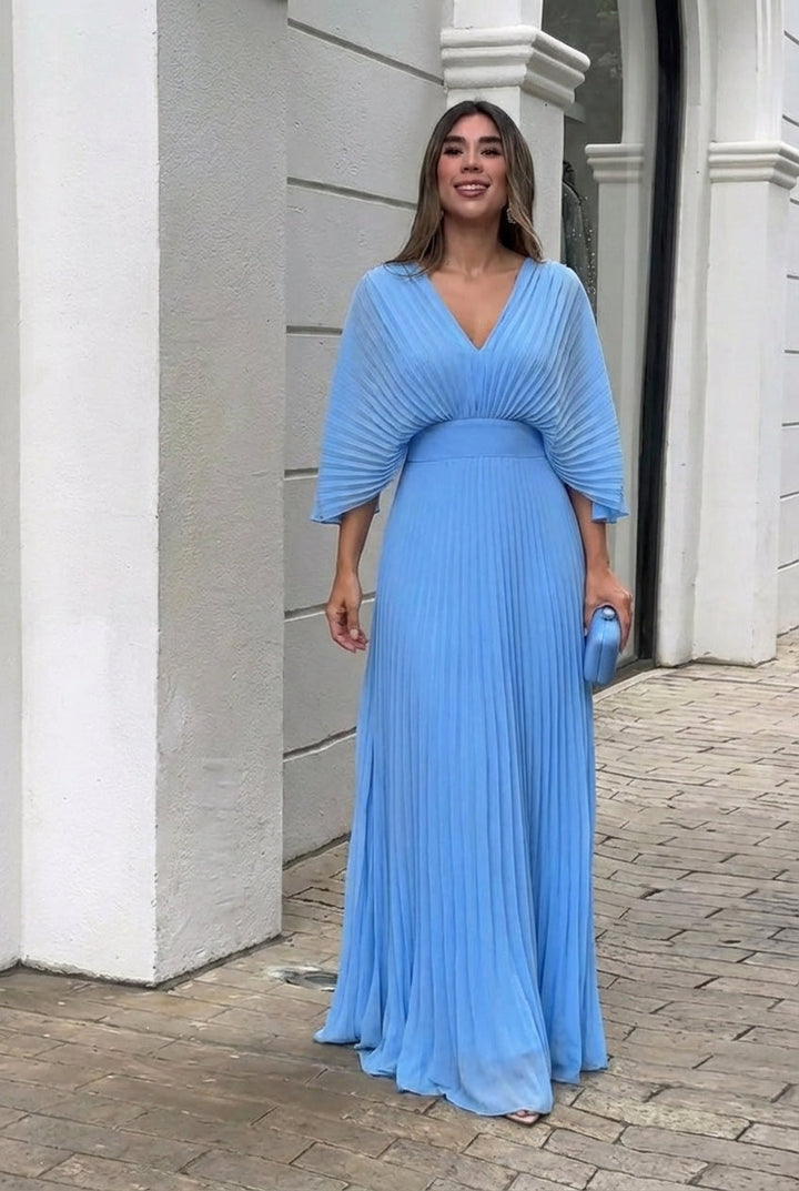 Natalia | Robe longue plissée élégante
