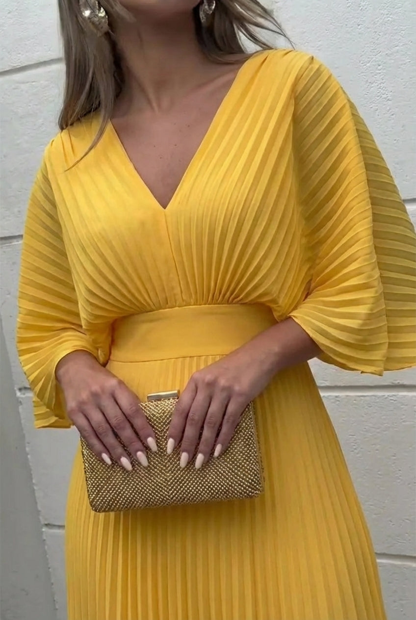 Natalia | Robe longue plissée élégante
