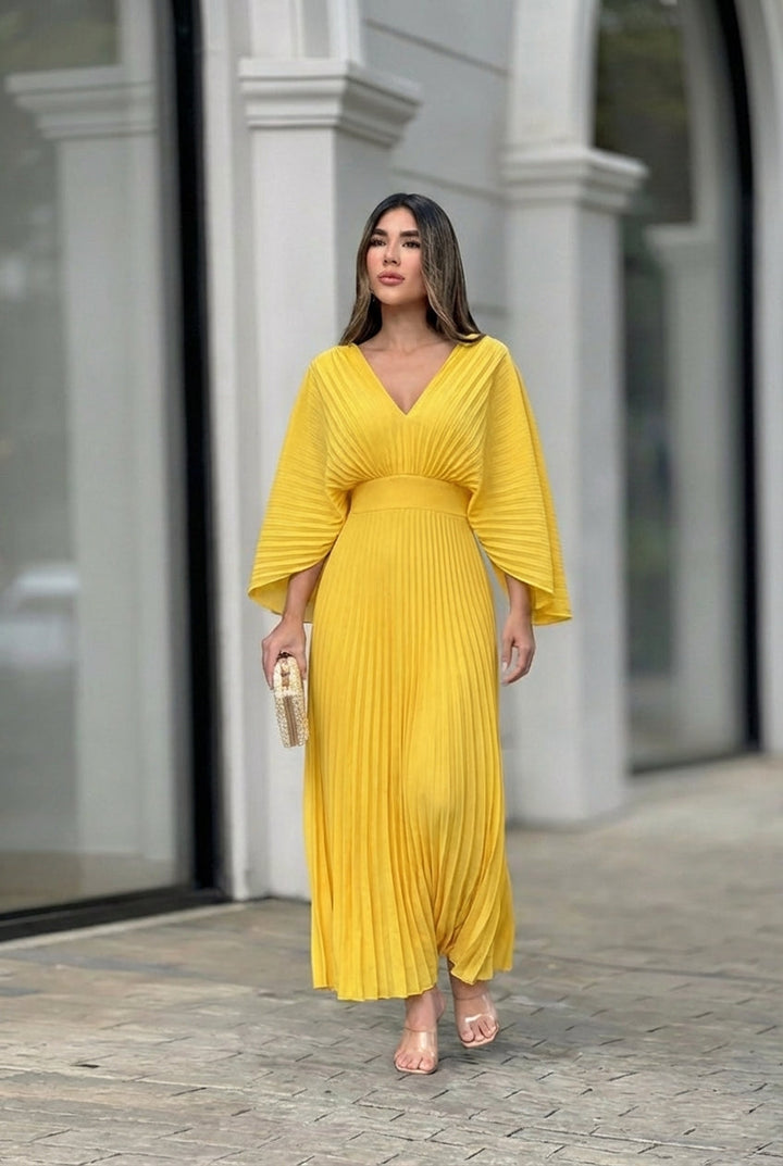 Natalia | Robe longue plissée élégante